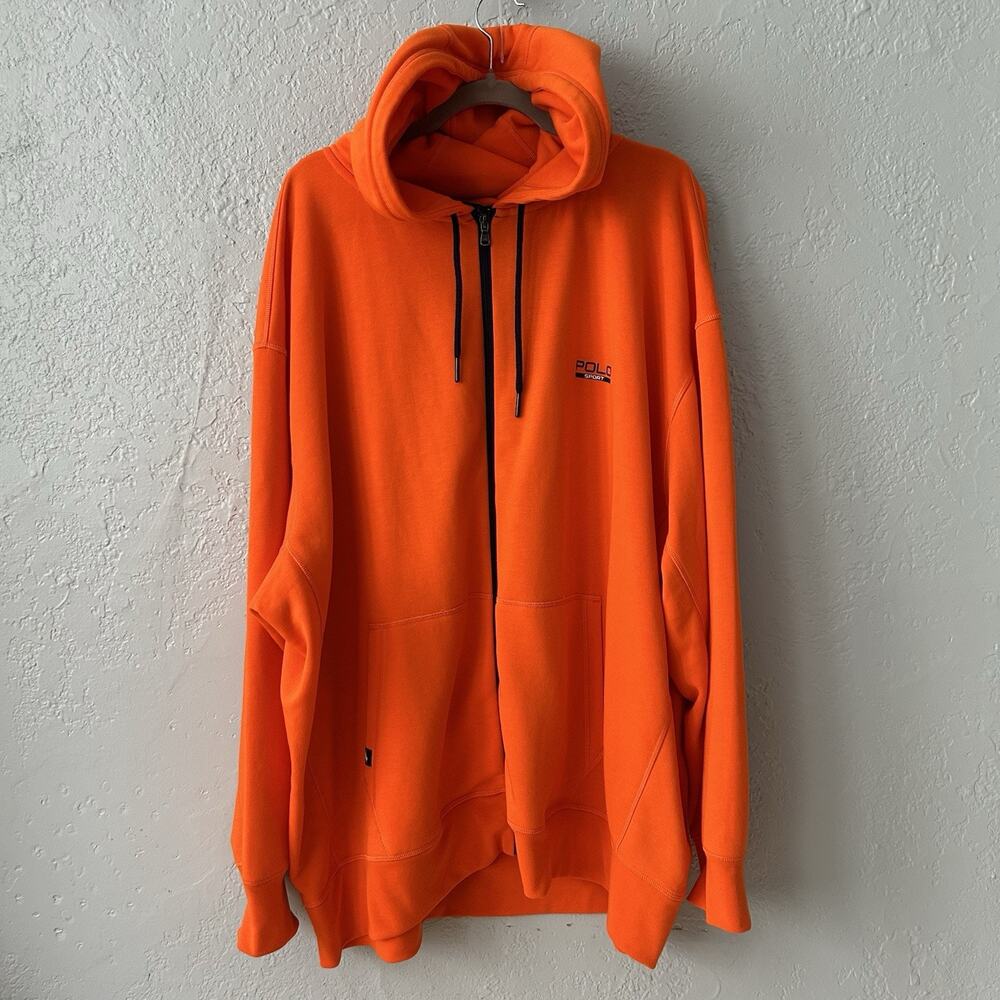 Polo Sport Ralph Lauren 4XB Orange Hoodie Full Zip Big Tall Streetwear NWT